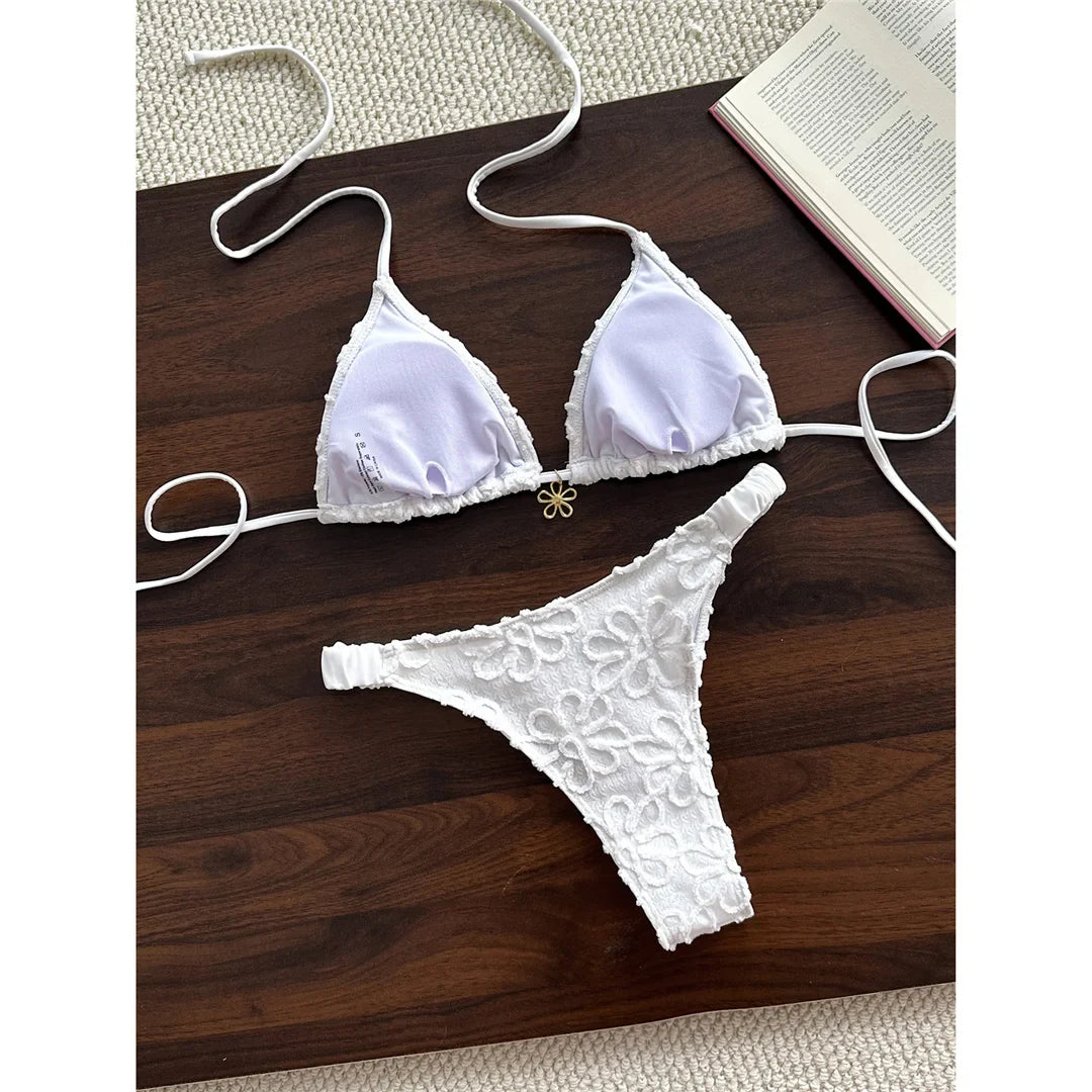 2026 Flower Printed Halter Bikini Women Swimwear Female Swimsuit Two-Pieces Bikini Set Brazilian Bather Bathing Suit Swim V8270