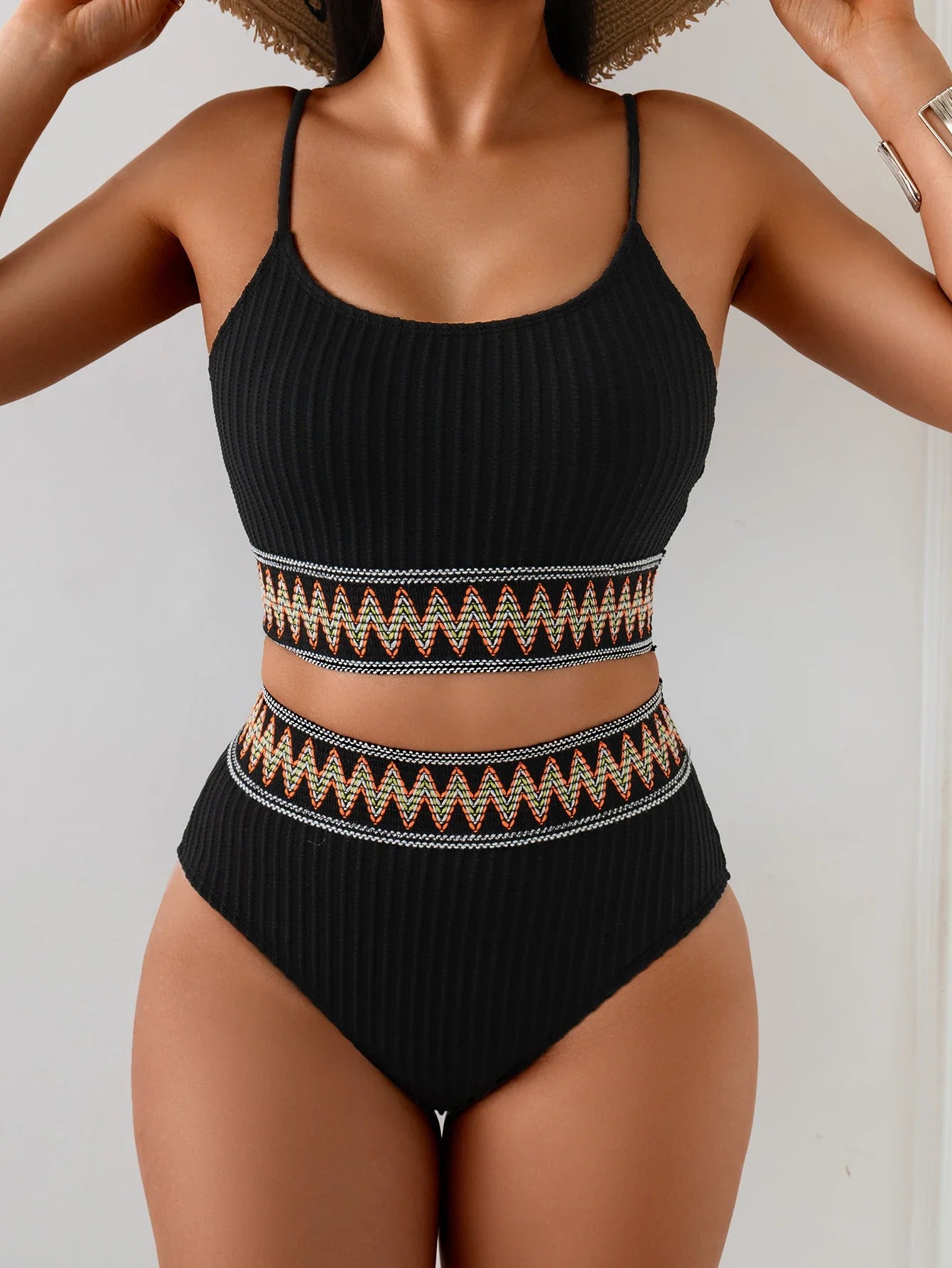 2026 New U-Neck Tie-Waist Sexy Bikini Set High-Waisted Swimsuit Ideal for Beach Vacation And Parties