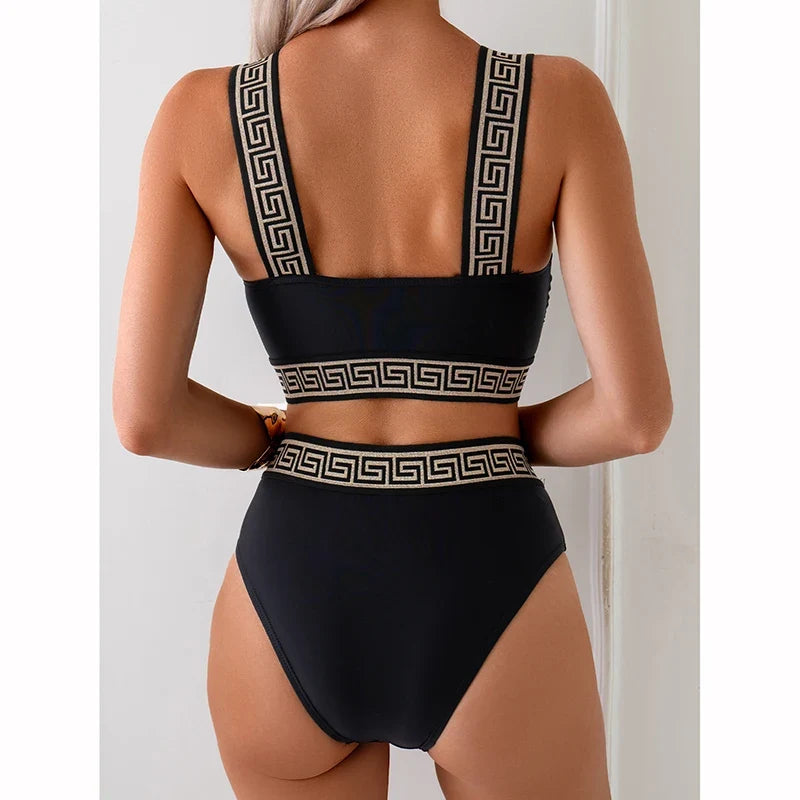 Hot Sale Sexy Swimsuit Split Underwire Split Black Color Bikini Swimsuit Two Piece Swimsuit For Women