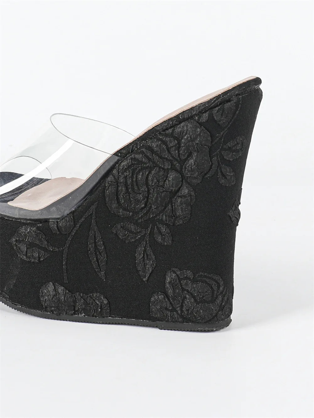 Summer Bohemia Vacation Flower Embroidery Platform Sandals Women Wedges Mules Shoes Super High Heels Outdoor Slides Sandals