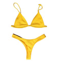2 Pcs/Set Women Bikini Set Deep V Neck Padded Backless Adjustable Straps Quick Dry Swimming Three-point G-string Women Swimwear
