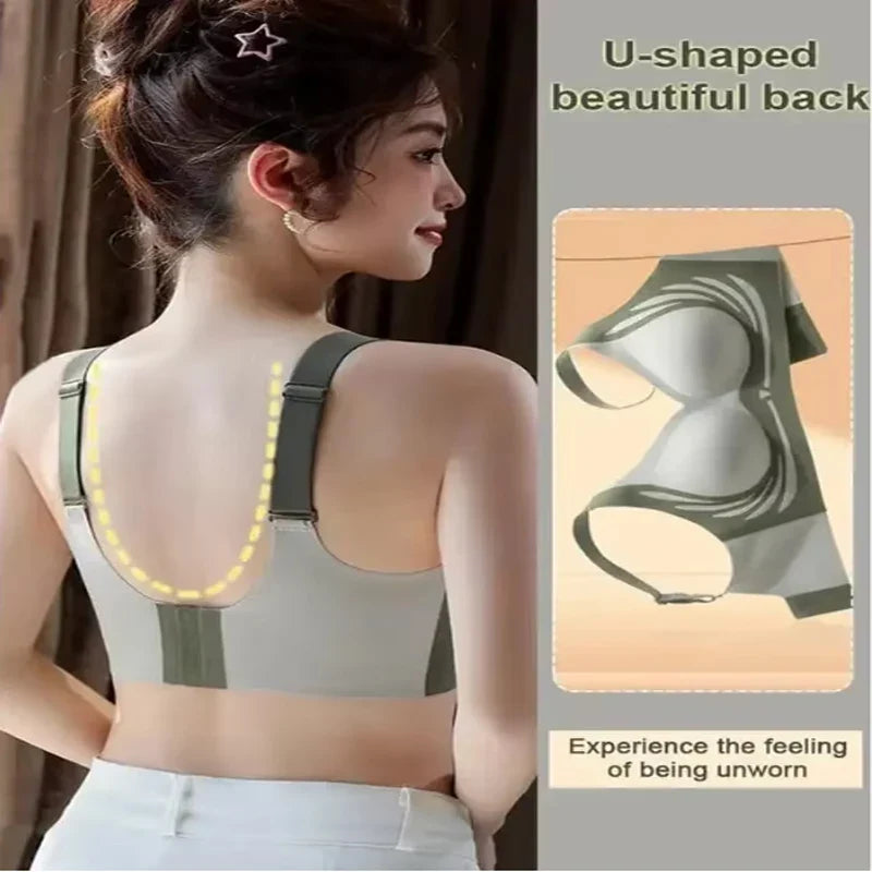 Push-Up Bra Women Seamless Ladies Underwear V-neck No Steel Ring Adjustable Comfortable Thin Top Bra Breathable Gathered