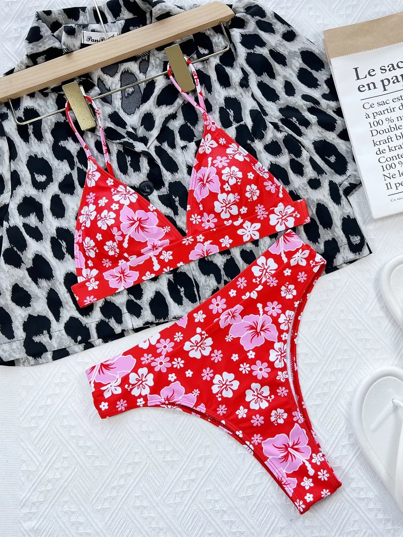 Bikini 2026 Sexy Swimwear Swimsuit Women Push Up High Waist Backless Floral Print Red Bikinis Set Bathing Suit Beach Bikini New