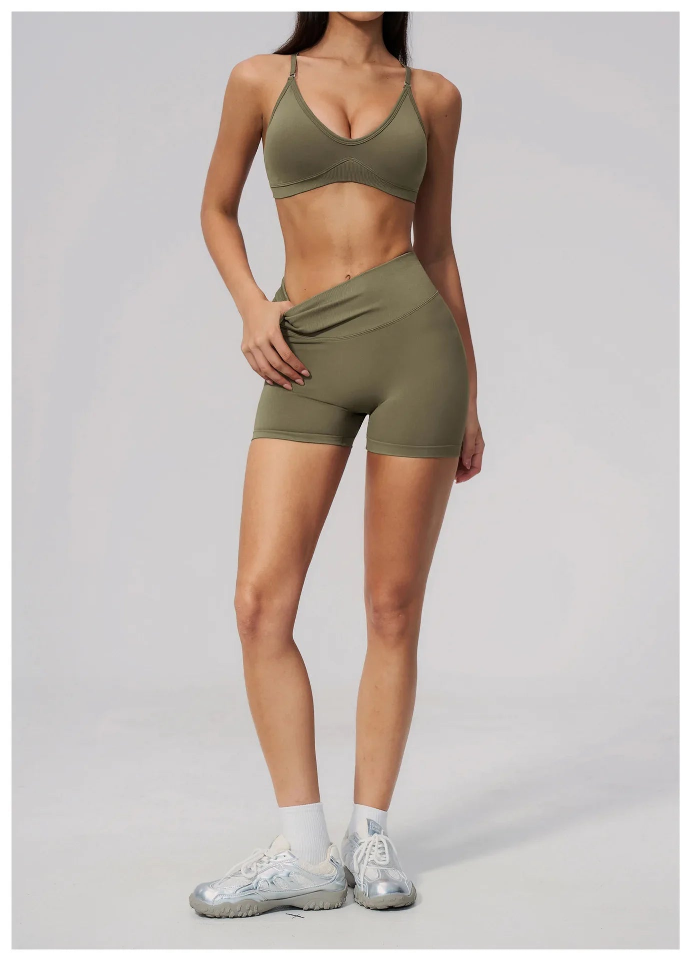 Seamless Yoga Excersize Sets Women Cross Back Sports Bra Tracksuit Workout Clothes High Waist Hip Lifting Shorts Fitness Suits