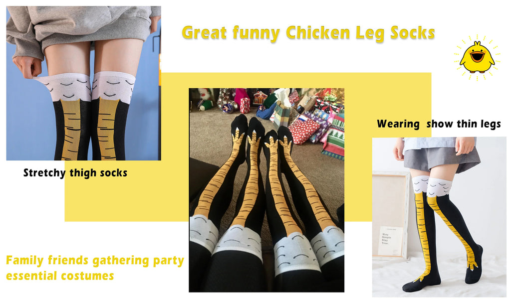 1/2 Pairs Women Knee High Socks Trendy Cartoon Funny Chicken Claw Socks Fitness Sports Casual Slim Leg Long Tube Socks Women