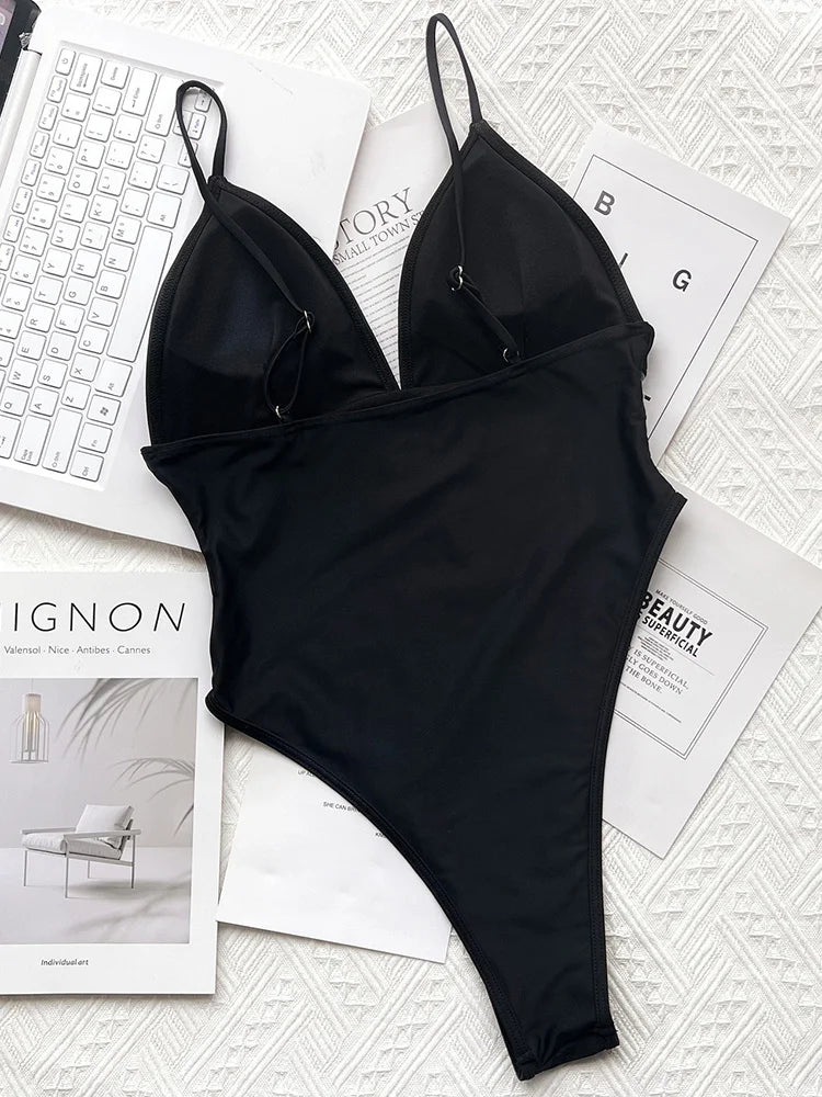 2025 Sexy Splicing Mesh See Through Female Swimwear One Piece Swimsuit Women High Cut Monokini Bathing Suit Swim Beach Wear