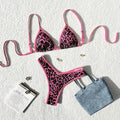 Sexy Leopard Print Bikini 2 Piece Set Women Laced Up Split Swimsuit Low Waist Beachwear 2025 New Summer Swimwear Bikinis Set