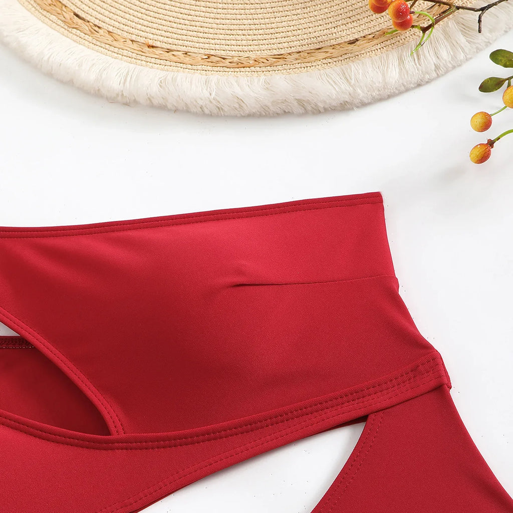 Cut Out Asymmetric One Shoulder One Piece Swimsuit Women Swimwear Female Monokini High Cut Bather Bathing Suit Swim Beachwear