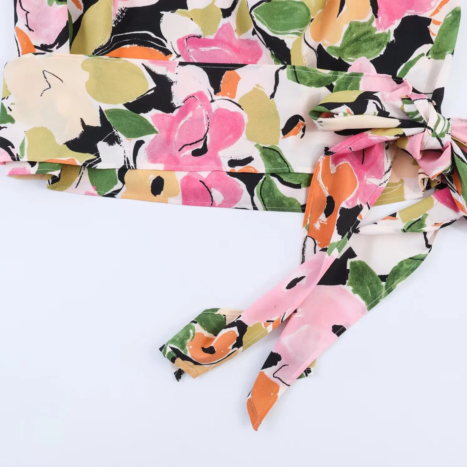 Women's Fashion Casual Floral Print Shoulder Top Women Floral Print Sleeveless Blouse Waist Neck Casual Top For Vacation KAUP