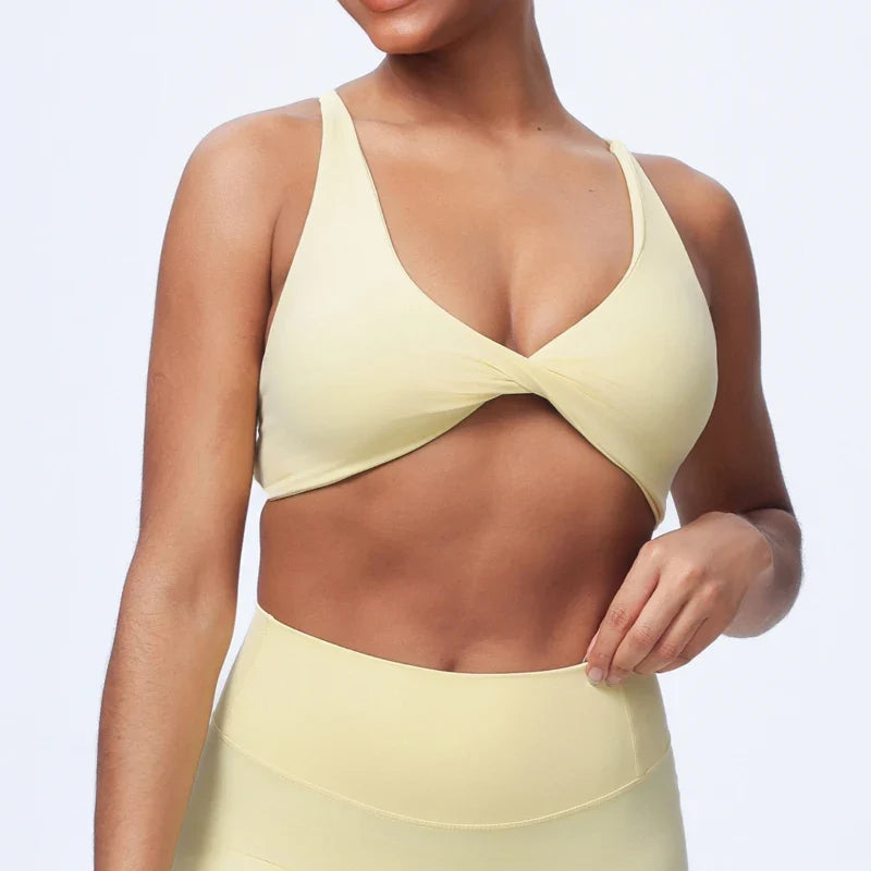DIAS FIT JOY Women's  Workout Sports Bras Beauty back Cross Padded Low Impact Fitness Bra Yoga Top Cycling Fitness