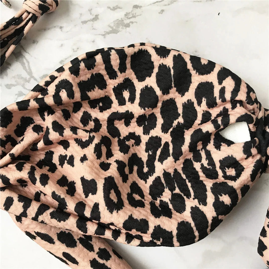 Sexy Leopard Polka Dot Knotted Brazilian Bikini Women Swimwear Female Swimsuit Two-pieces Bikini Set Bather Bathing Suit V643