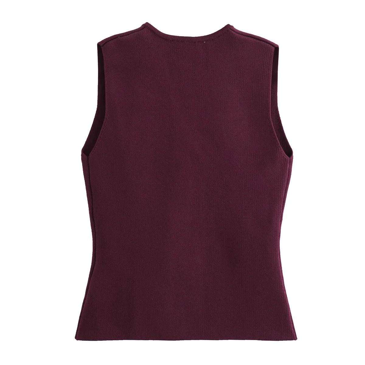 Foridol Gold Button Knitted Tank Top Women Autumn Winter Burgundy Short Vest Sleeveless V Neck Chic New Fashion Tops