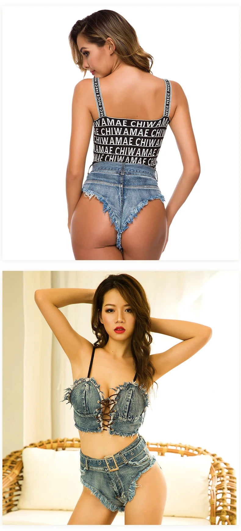 DEKA New Sexy Denim Bikini Set Beach Suit Split Blue Swimsuit Summer Jeans Shorts Female Short Women Two-piece Swimwear