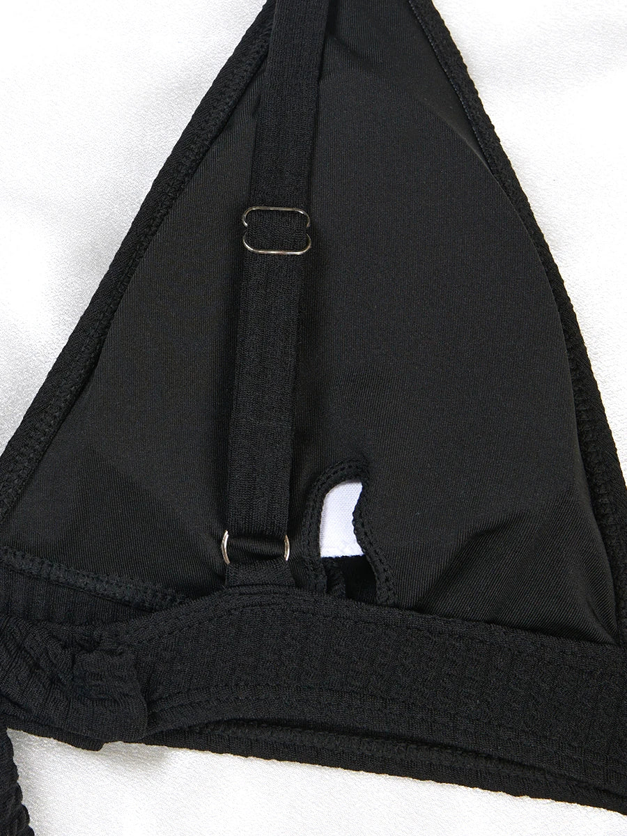 2026 Triangle High Waist Bikini Solid Strappy Swimwear Female Sexy Swimsuit Women Bathers Bathing Swimming Swim Suit Beachwear