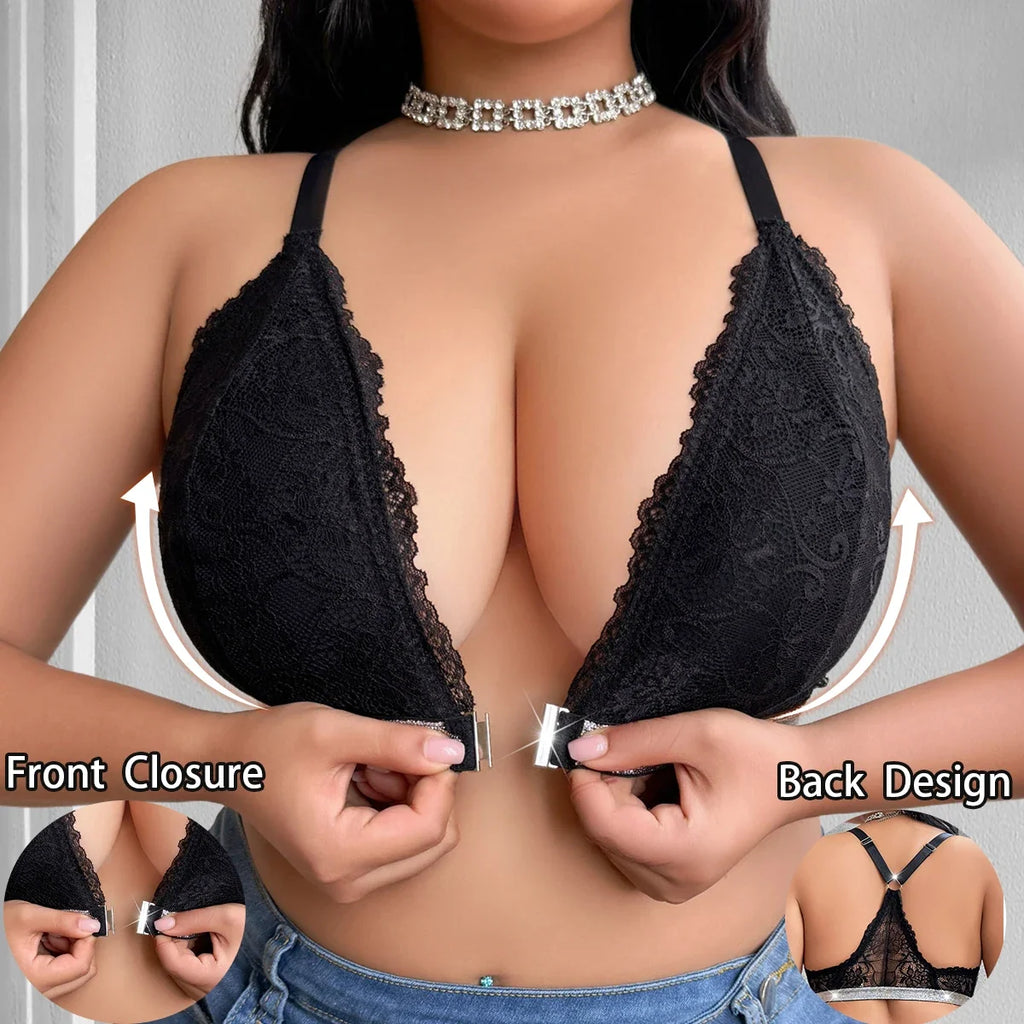 1pcs Fashion Style Plus Size 1XL-4XL Sexy Women's Bras Camisole No Pad Wire-Free Female Underwear Front Closure Sexy Lingerie