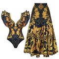 2026 New Swimsuit High-End Design 2Pcs Floral Print Ruffle Slimming Holiday Sexy Hot Spring One Piece Swimsuit for Women