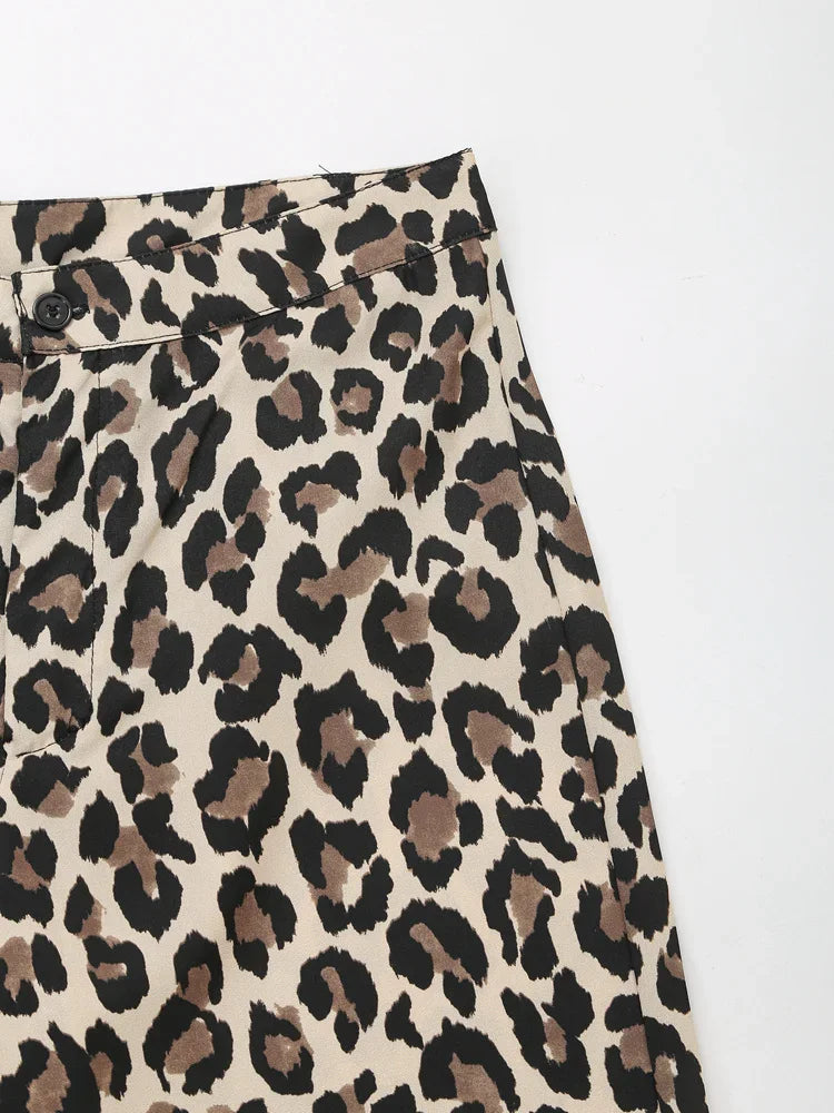 Foridol Leopard Print Wide Leg Long Pants Women Spring Summer Straight Fashion New Pants Zip Casual Female Pantalones 2025