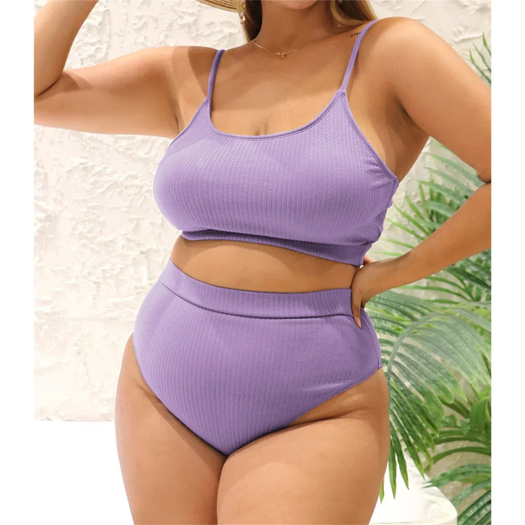 0XL - 4XL 7 Colors Bikini Plus Size Large Size Swimwear Women Swimsuit Female Two-Pieces Bikini Set Bather Bathing Suit V3774B