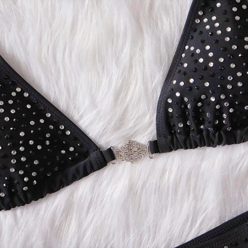 6 Colors Sexy Bikini Women Hollow Rhinestones Chain Halter Swimwear Swimsuit Bikinis Set Bathing Suit Beach Bikini Luxe Female