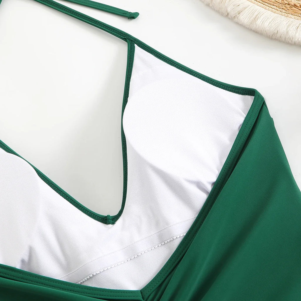 2026 Halter Swimsuit One Piece Backless Solid Swimwear Women Bathers Bathing Swimming Swim Suit Padded Beachwear Summer