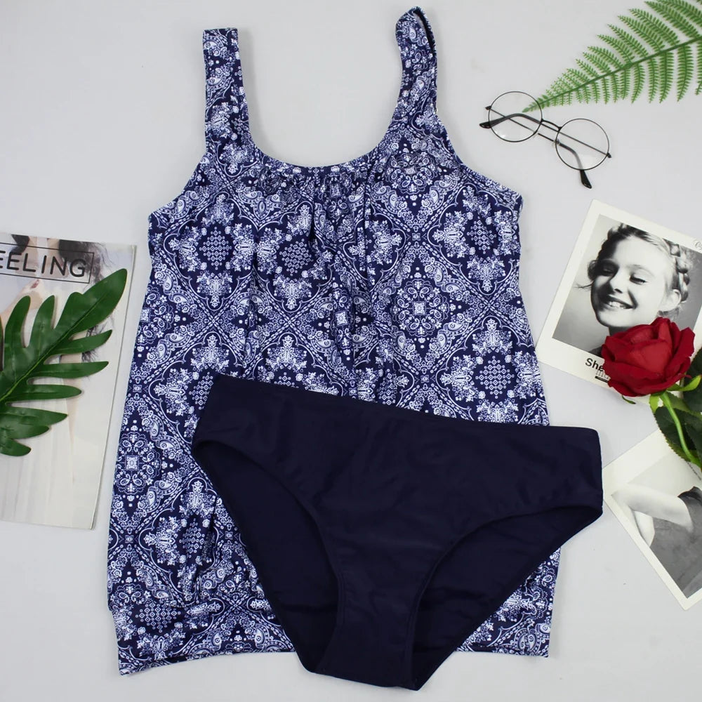 Women's Printed Boho Tankini Set High-Waist Two-Piece Swimsuit with Sexy Triangle Bottoms Stylish & Unique Summer Beach Swimwear
