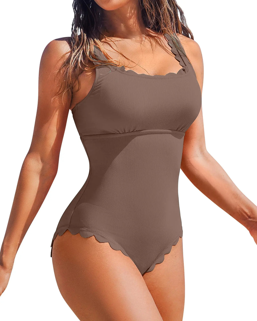 2026 Sexy Ruffle Swimsuit One Piece Solid Swimwear Women Bathers Bathing Swimming Swim Suit Female Beachwear XXL