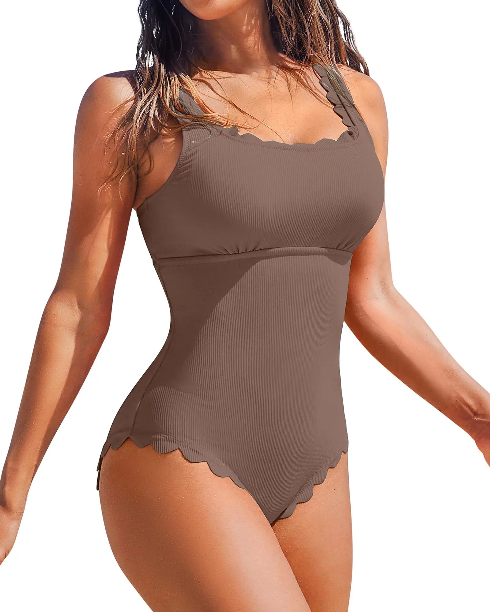 2026 Sexy Ruffle Swimsuit One Piece Solid Swimwear Women Bathers Bathing Swimming Swim Suit Female Beachwear XXL