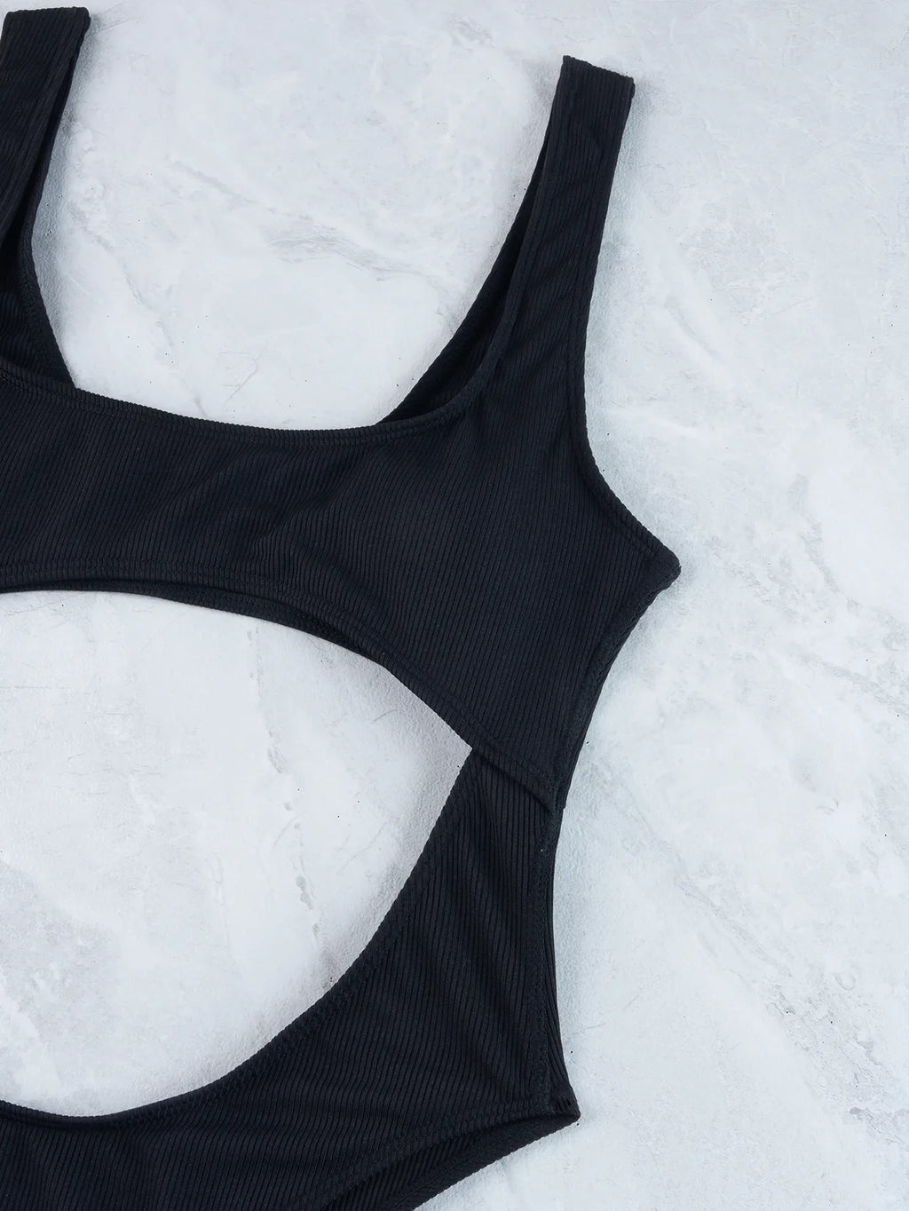 Sexy Hollow Out Thong Bikini 2026 Women Black Red Ribbed Backless Tummy Cut Out One Piece Swimsuit Beach Bathing Suit Swimwear