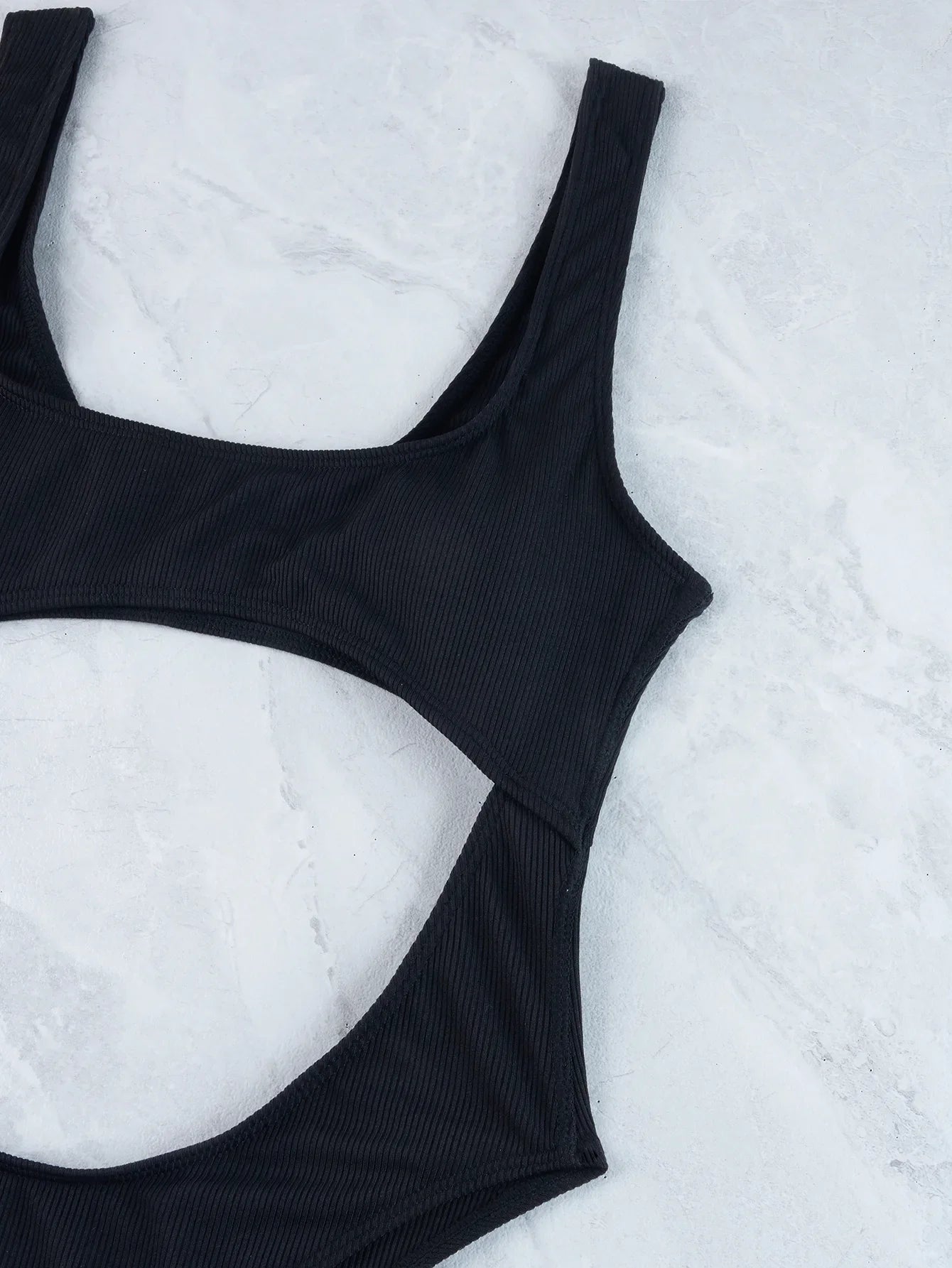 Sexy Hollow Out Thong Bikini 2026 Women Black Red Ribbed Backless Tummy Cut Out One Piece Swimsuit Beach Bathing Suit Swimwear