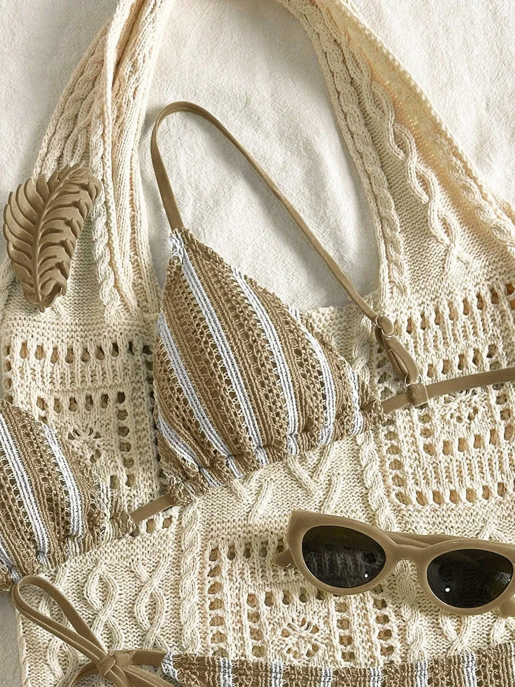 Sexy Orange Striped Bikini Set 2026 Women Halter Push Up Bra Tassel Bandage Thong Swimsuit Summer Holiday Bathing Suit Swimwear