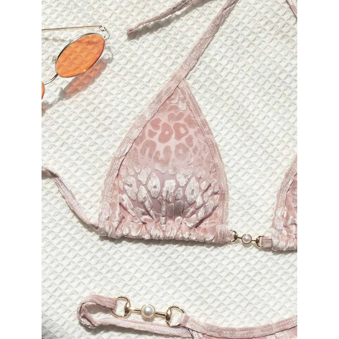 S- XL Leopard Halter Mini Micro Thong Bikini Women Swimwear Female Swimsuit Two-pieces Bikini Set Bather Bathing Suit Swim V5207
