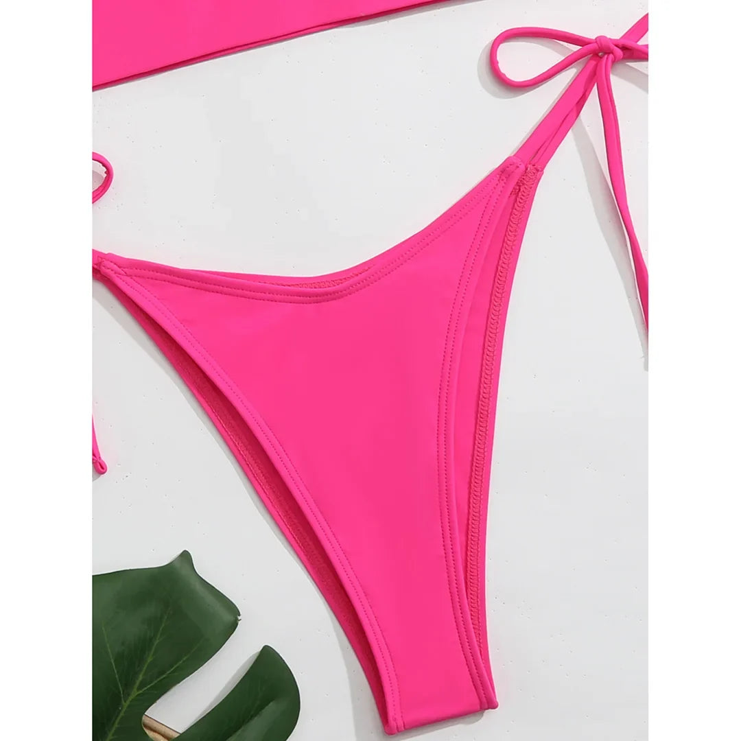 Cut Out Halter Bikini Female Swimsuit Women Swimwear Two-Pieces Bikini Set Padded Strappy Bather Bathing Suit Swim Lady V3423