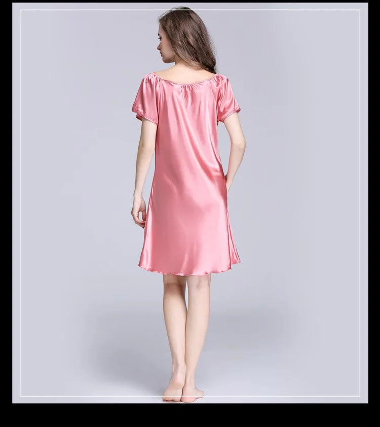 Women's Sleepwear Ice Silk Casual Silk Pajamas Women's Summer Sexy Short Sleeve Lace Pajamas Loungewear