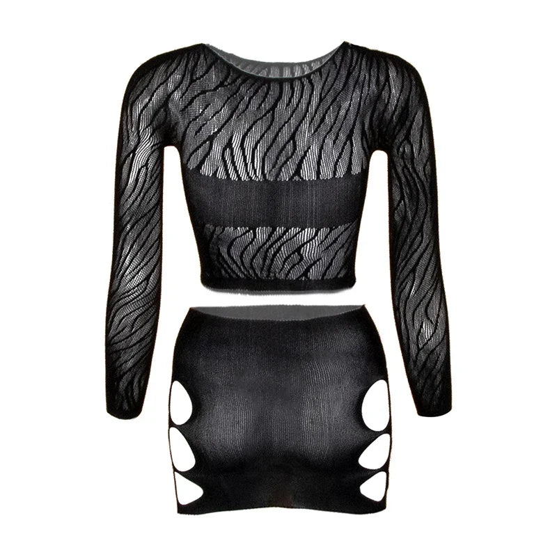 Long Sleeve See Through Tassel Beach Dress Women Sexy hollow Out Fishnet Fringe Cover Up Bodycon Rave Festival Outfit Set