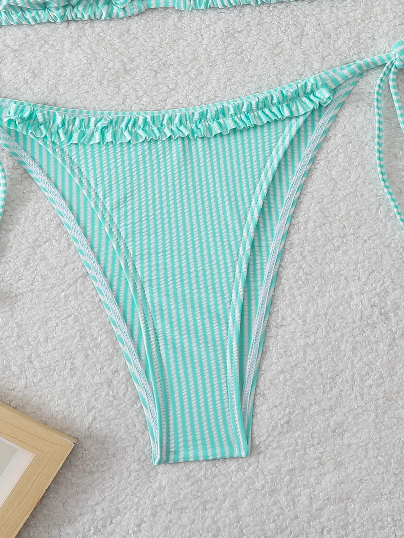 Halter Triangle String Bikinis 2026 Women Sexy Striped Swimsuit Ruffle  Swimwear Female Bathers Bathing Swimming Swim Suit
