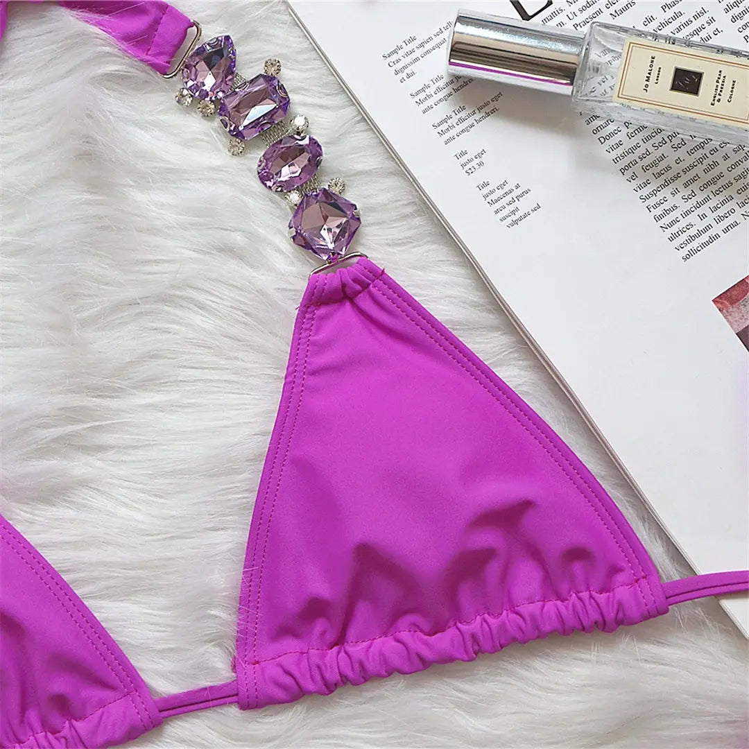 Brazilian Jewelled Rhinestones Diamond Bikini Women Swimwear Female Swimsuit Two-piece Bikini set Bather Bathing Suit Swim V2339