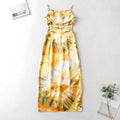 Foridol Waist Cut Out Criss Cross Sexy Summer Tie-dyed Midi Dress Ladies Elegant Beach Boho Slip Long Dress Sleeveless Sundress