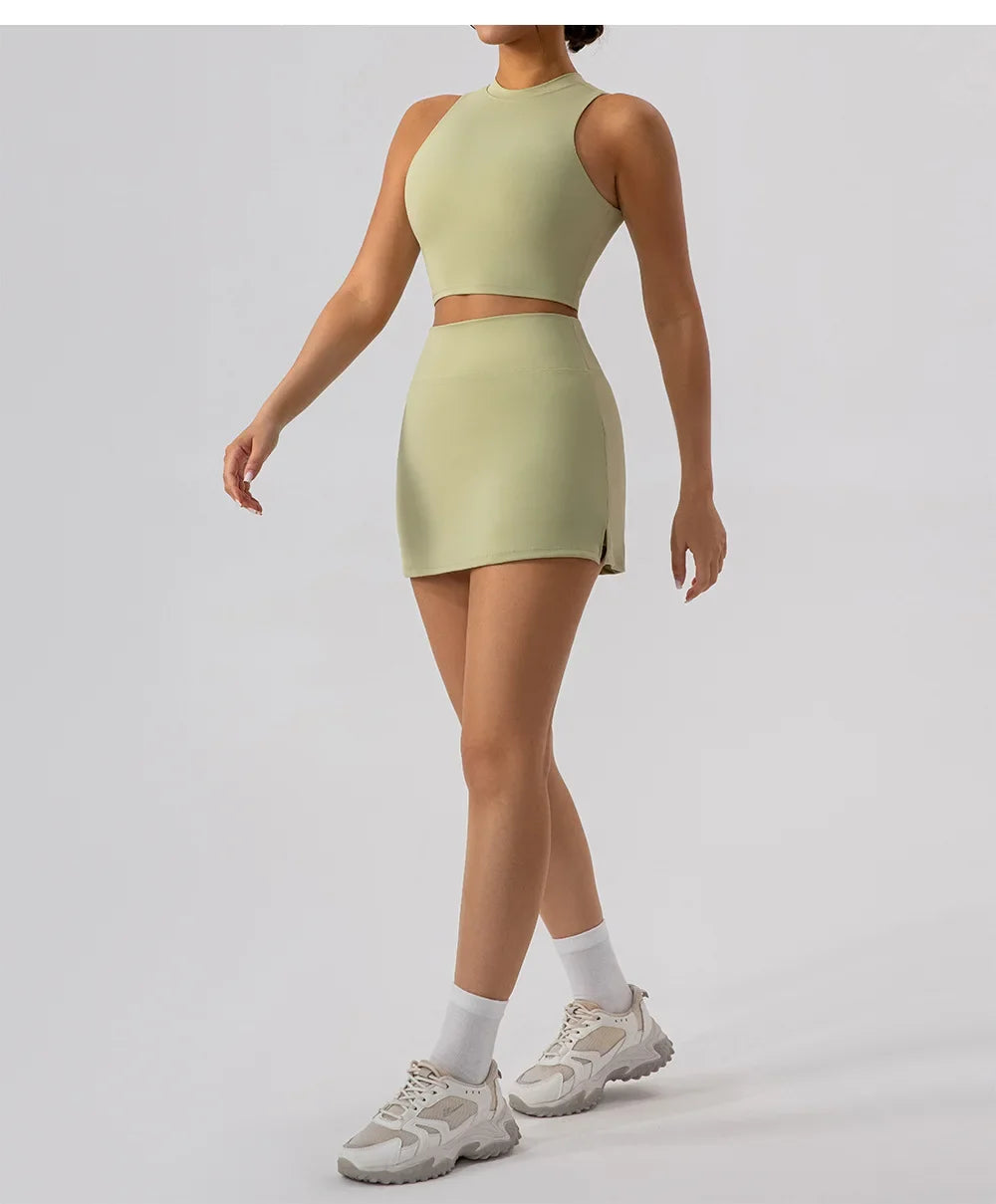 2025 Tennis Skirts Shorts Women Solid Sports Gym High Waist Yoga Fitness Shorts Slim Fit Breathable Running Fitness Mini Skirt