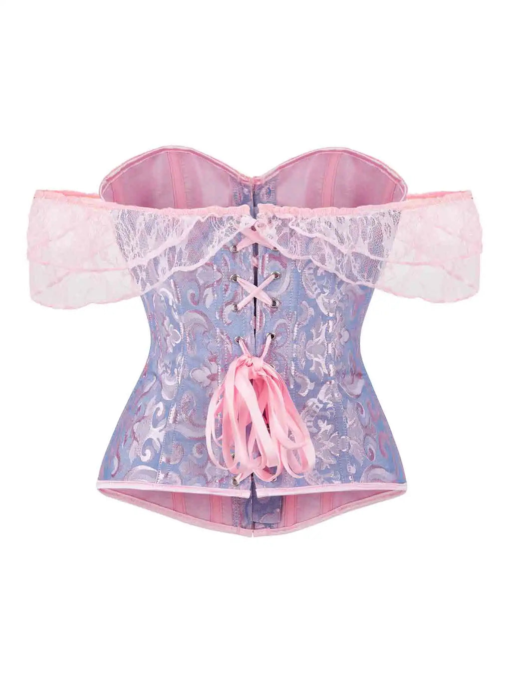 Corset's new retro lace fishbone body-shaping shirt with shoulder straps and bubble sleeves gathered to hold the sternum.