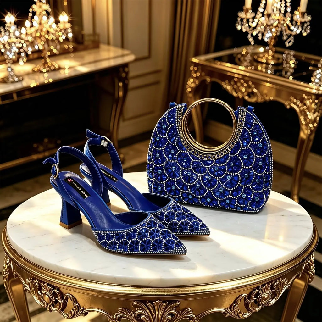 Doershow  fashion High Quality African Style Ladies Shoes And Bags Set Latest silver Italian Shoes And Bag Set For Party HGH1-1