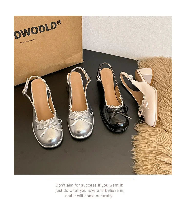 Thick Heel Women Sandals Height Increase Cover Toes Slingbacks Muels Shoes Elegant Stripper Party Dress Female Sandalias
