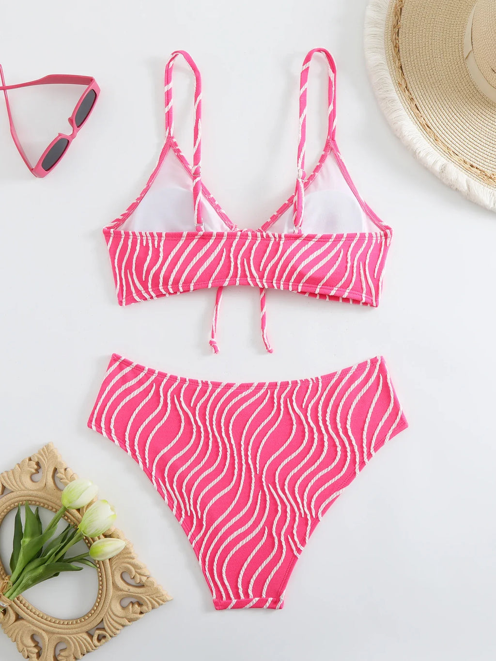High Waist Bikini 2026 Women Strappy Swimsuit Sexy Striped Swimwear Female Bathers Bathing Swimming Swim Suit Beachwear