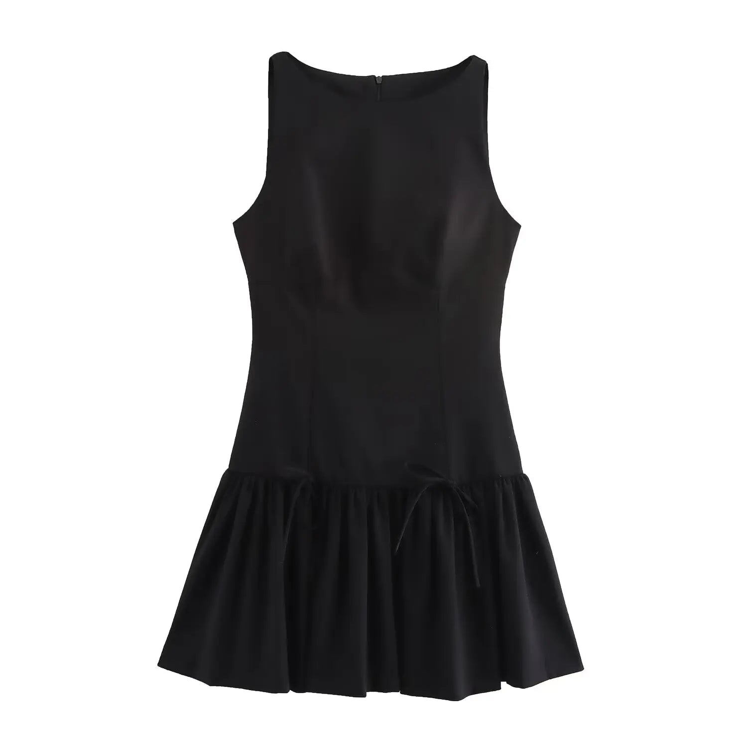 Foridol Bowknot Pleated Tank Short Dress for Women Sleeveless Casual Party Short Dress Female Casual Autumn Winter Dress