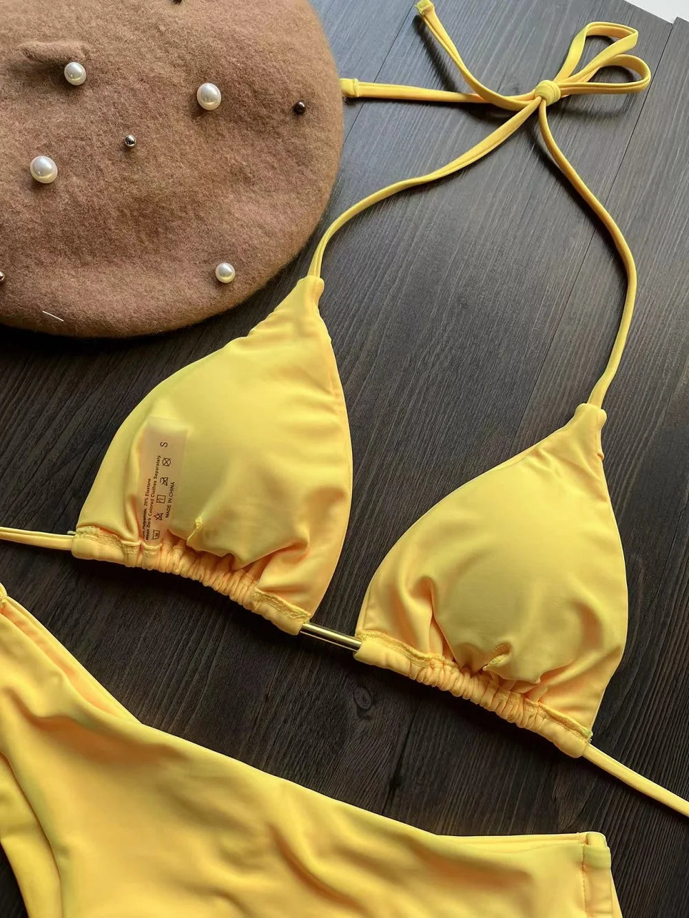 New Solid Color Bikini Set 2026 Women's Swimsuit Hanging Neck Rope Split Swimsuit 2-piece Set Summer Beachwear