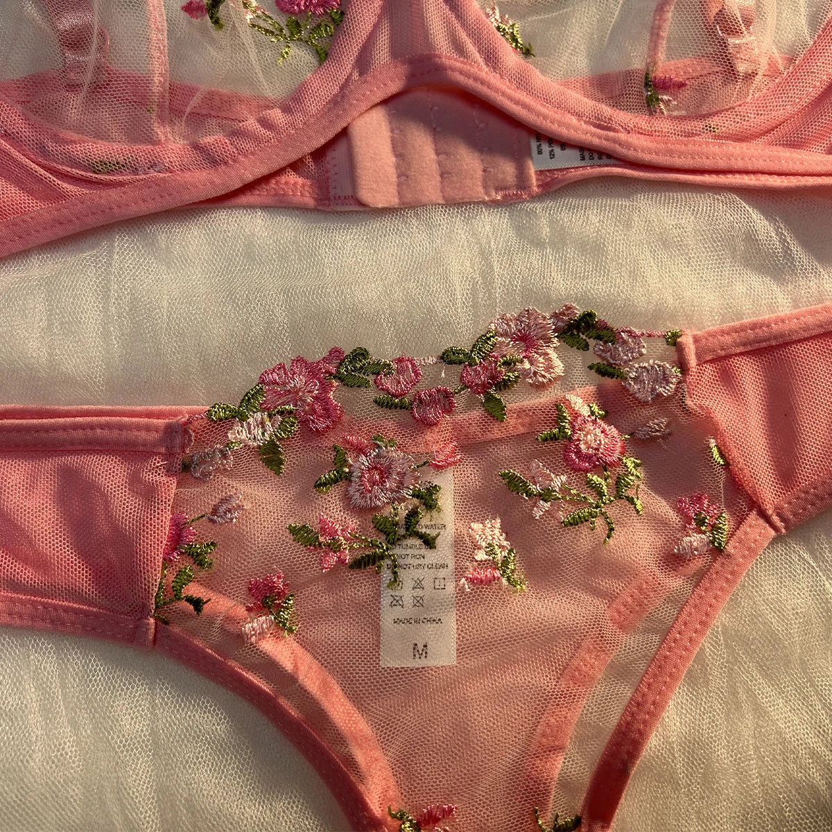 Pink Lingerie Woman Lace Underwear Fairy Embroidery Brief Sets Bra Panties Kits Breves Sets