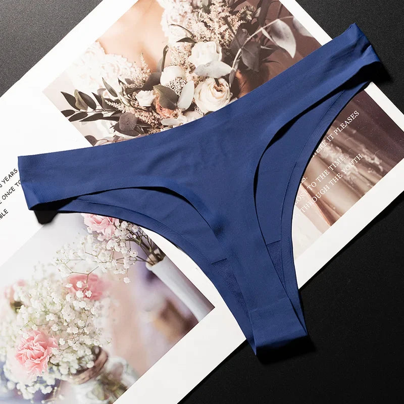 Ice Silk Leopard Women Panties Sexy G String Thong Seamless Underwear T Back Candy Color Girls Briefs Underpants Plus Size M-XXL