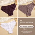 3Pcs Lace Sexy Transparent Panty Women's Panties Sexy Breathable Pink-Brown Series Underwear Female Low Waist Soild Lingerie
