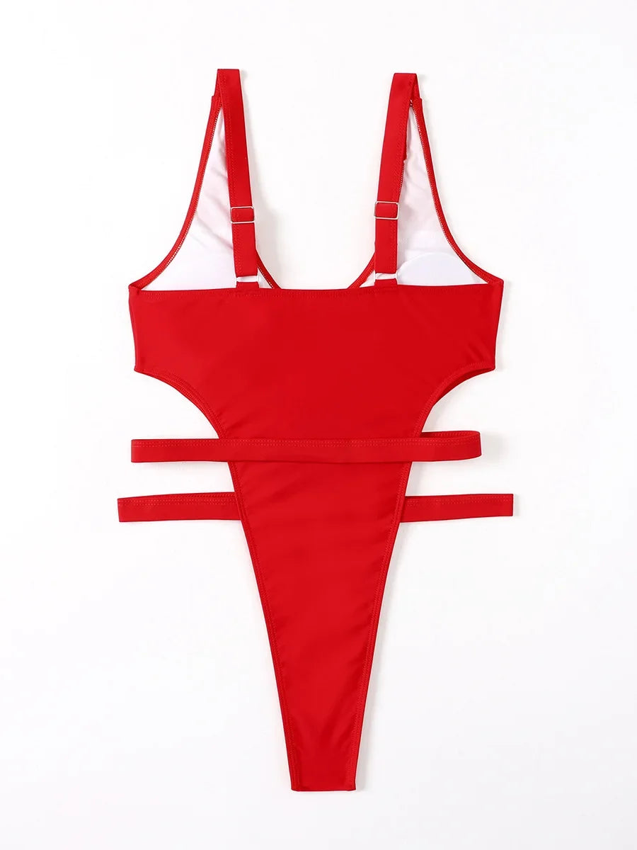 2025 Sexy Extreme String High Cut Female Swimwear One Piece Swimsuit Women Thong Monokini Bather Hollow Out Bathing Suit Swim