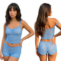 Women 2 Piece Sets See-Through Floral Lace Crop Camisole Tops and Shorts Casual Sexy Club Beach Clothes