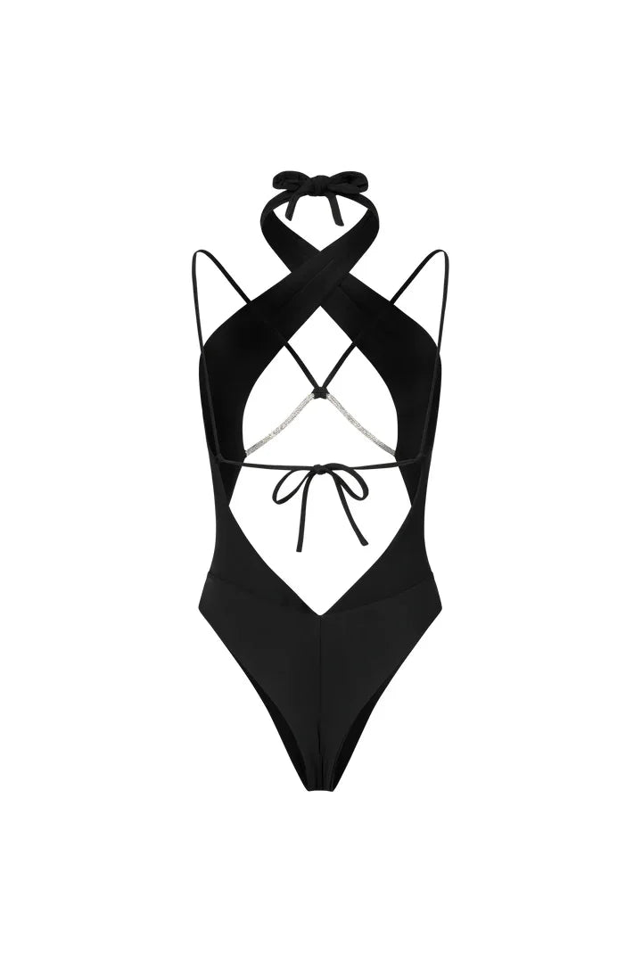 Sexy Hollow Out One Piece Swimwear Push Up Women's Swimsuit  2024 Trend Solid Bath suits Halter Monokinis Summer Beachwear